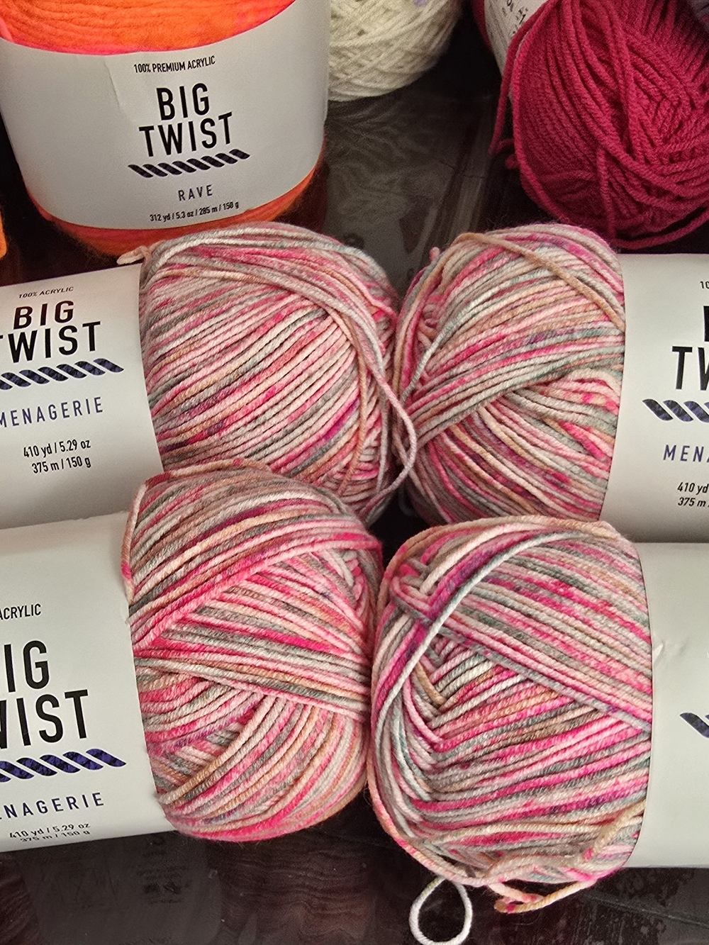 Big Twist Menagerie In Flamingo (Discontinued) Lot Of 4